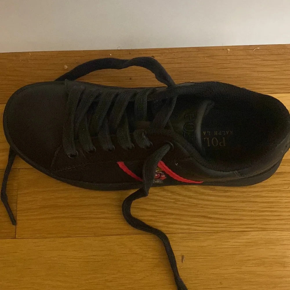 Polo Ralph Lauren Quilton Bear Black Leather Sneaker - Picture 3 of 3